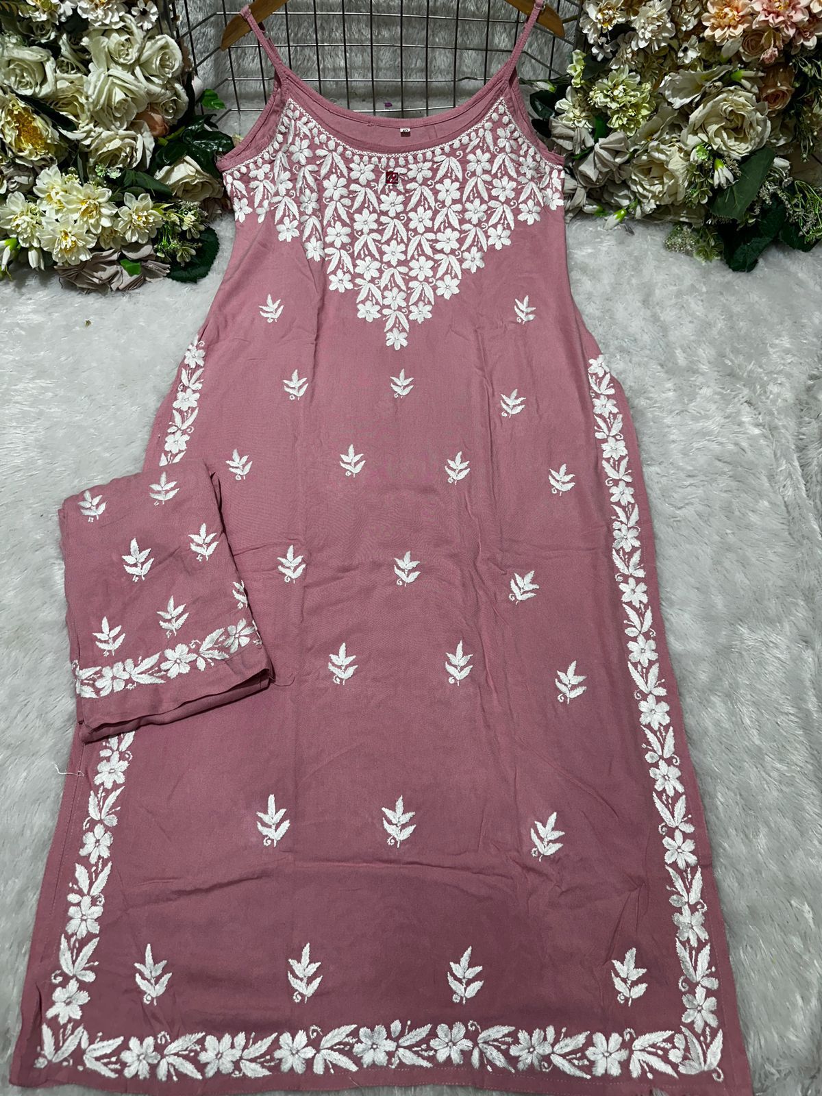 Mishka Spagetti Plazo Set - Lucknowi Chikankari Classic Rayon