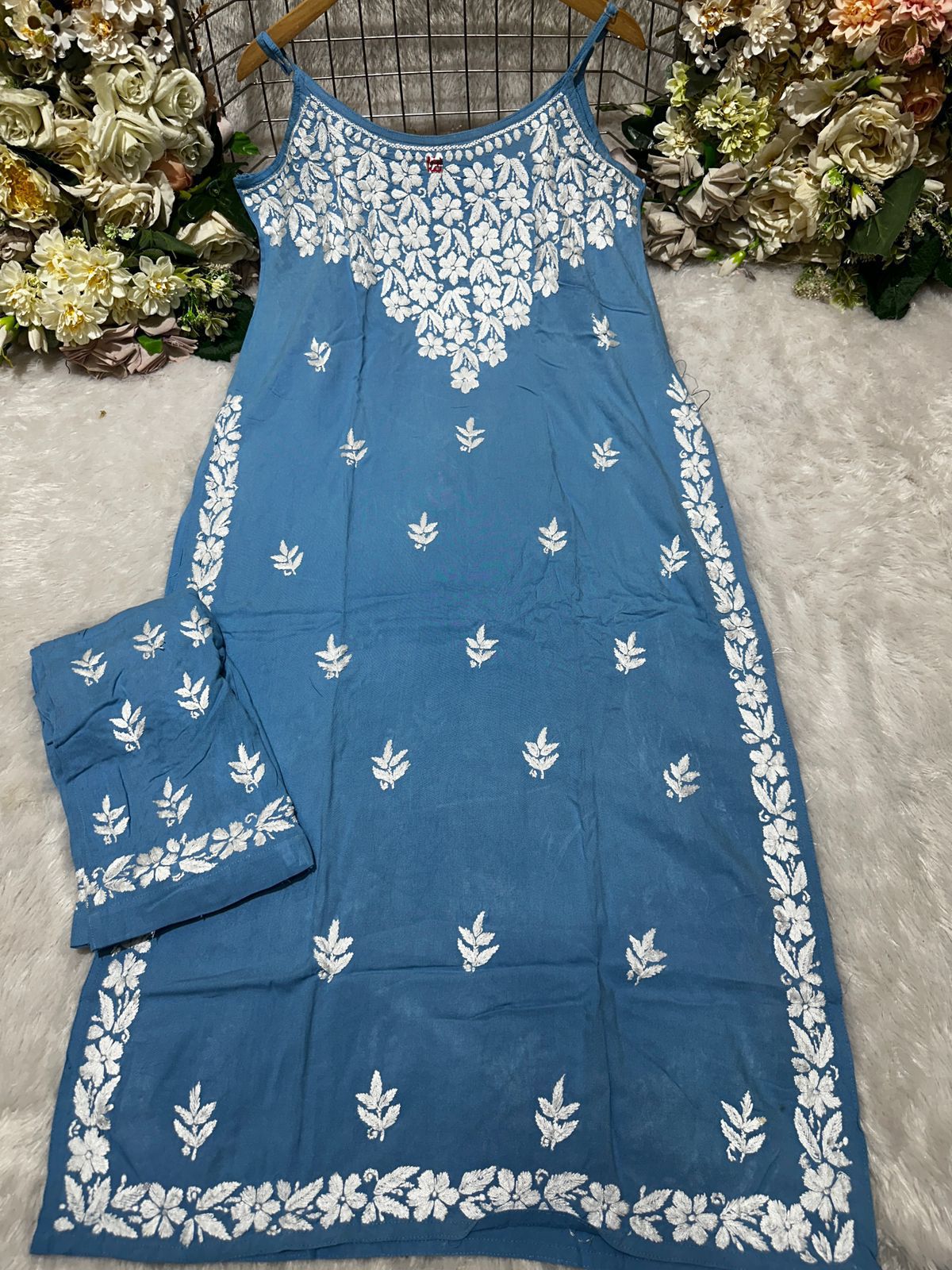 Mishka Spagetti Plazo Set - Lucknowi Chikankari Classic Rayon